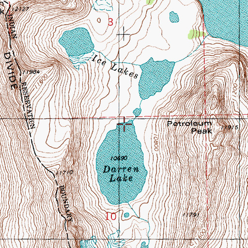 Topographic Map of Ice Lakes, WY