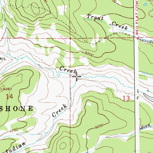 Topographic Map of Indian Creek, WY