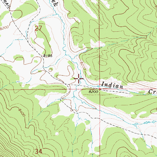 Topographic Map of Indian Creek, WY