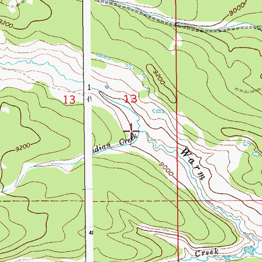 Topographic Map of Indian Creek, WY
