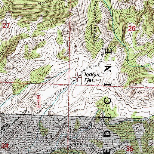 Topographic Map of Indian Flat, WY