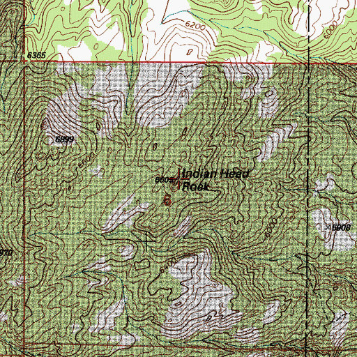 Topographic Map of Indian Head Rock, WY