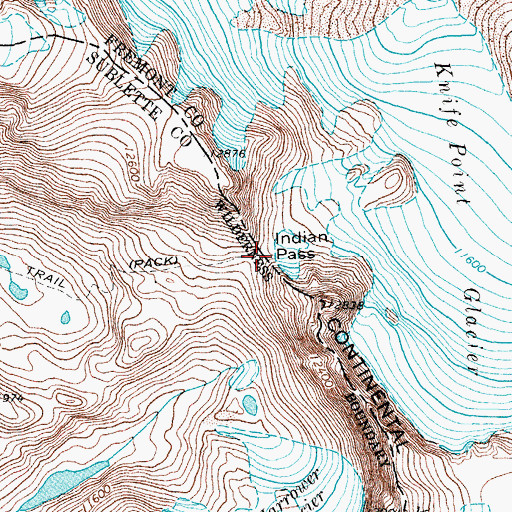 Topographic Map of Indian Pass, WY