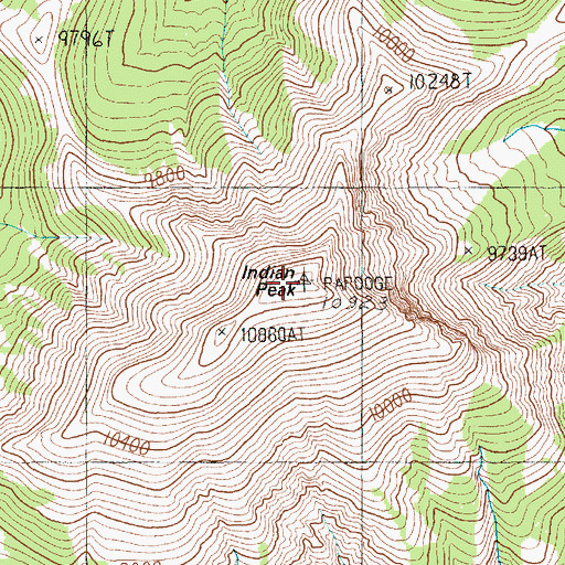 Topographic Map of Indian Peak, WY