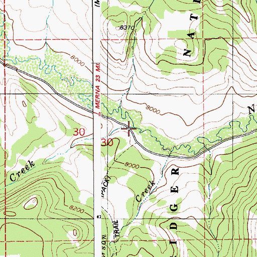 Topographic Map of Irene Creek, WY