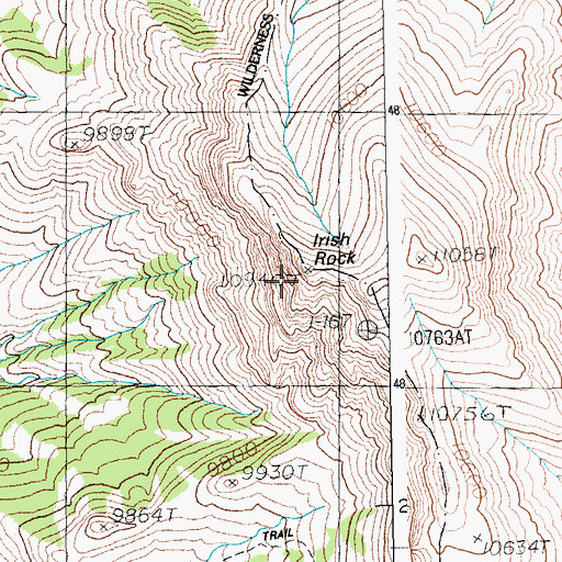 Topographic Map of Irish Rock, WY