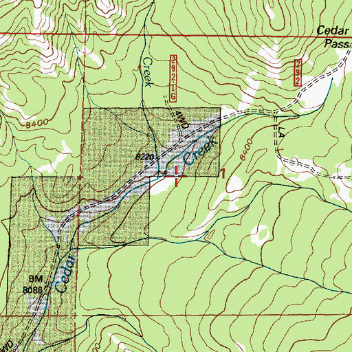 Topographic Map of Iron Creek, WY