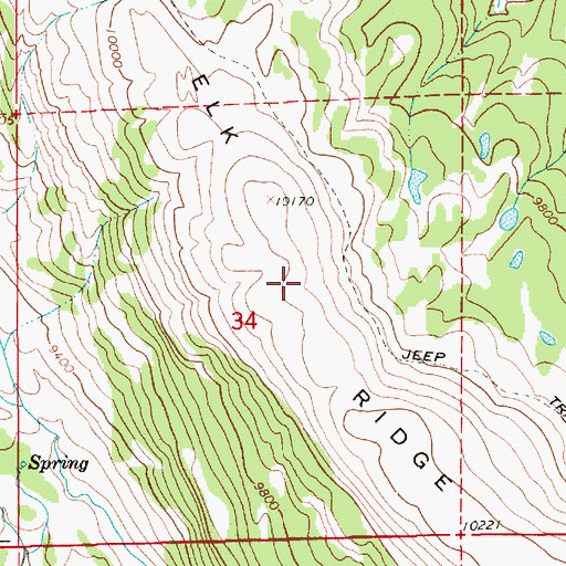 Topographic Map of Elk Ridge, WY