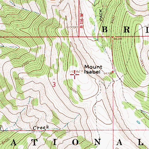 Topographic Map of Mount Isabel, WY