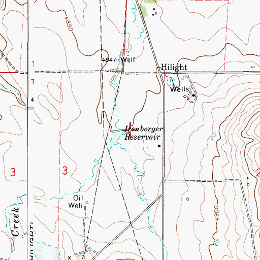 Topographic Map of Isenberger Reservoir, WY