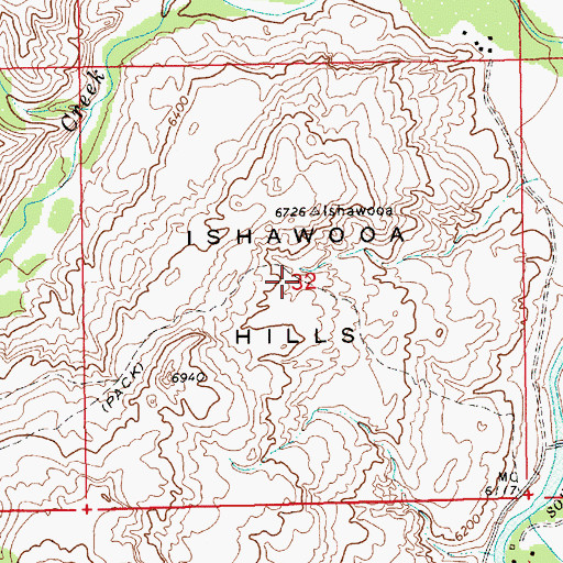 Topographic Map of Ishawooa Hills, WY