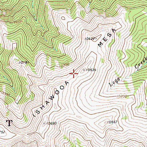 Topographic Map of Ishawooa Mesa, WY