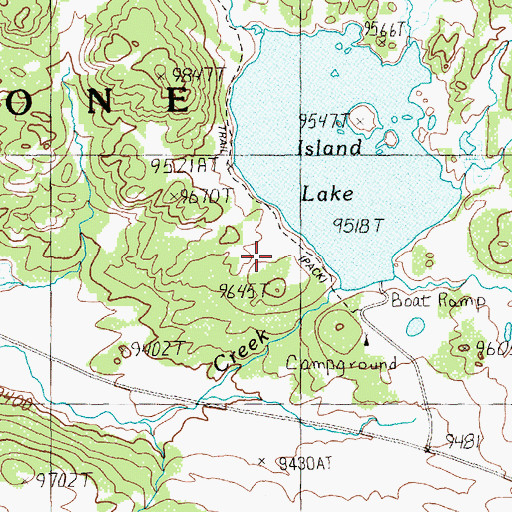 Topographic Map of Island Lake Campground, WY