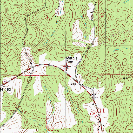 Topographic Map of Mathis Cemetery, AL