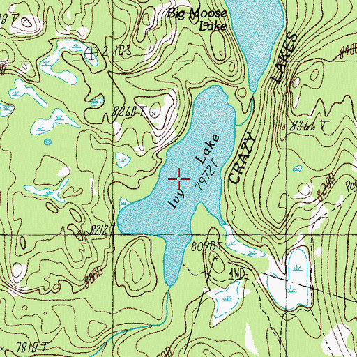 Topographic Map of Ivy Lake, WY