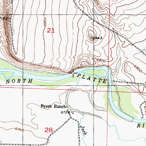 Topographic Map of Jack Creek, WY