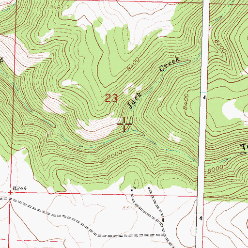 Topographic Map of Jack Creek, WY