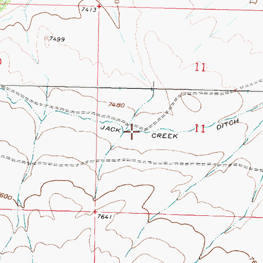 Topographic Map of Jack Creek Ditch, WY