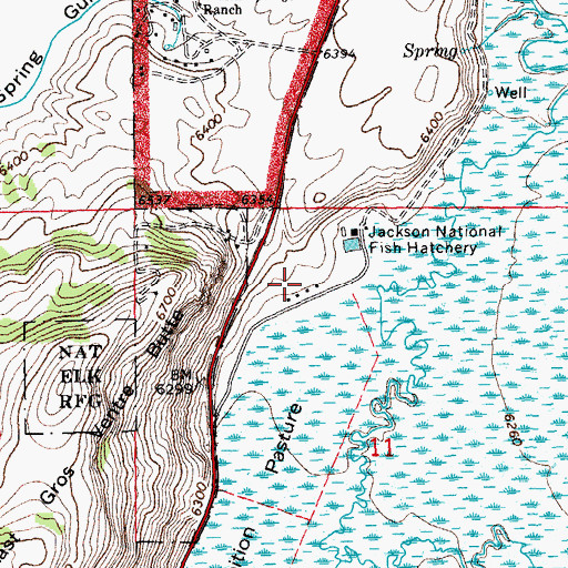 Topographic Map of Jackson National Fish Hatchery, WY