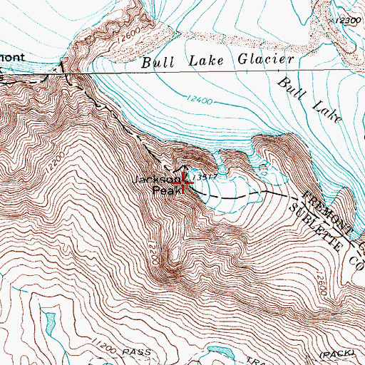 Topographic Map of Jackson Peak, WY