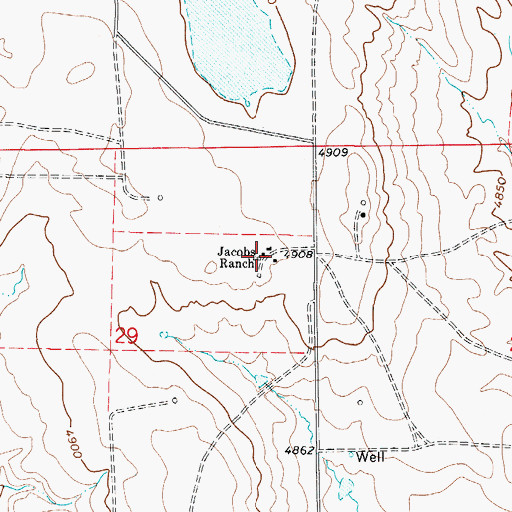 Topographic Map of Jacobs Ranch, WY