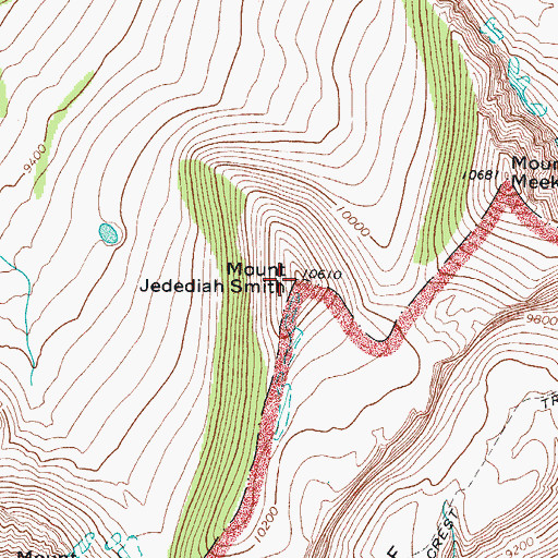 Topographic Map of Mount Jedediah Smith, WY