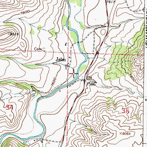 Topographic Map of Jelm Creek, WY