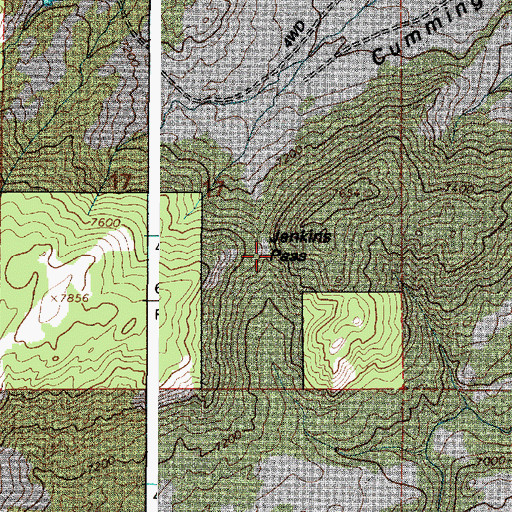 Topographic Map of Jenkins Pass, WY