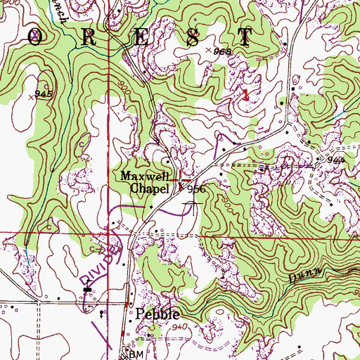 Topographic Map of Maxwell Chapel United Methodist Church, AL