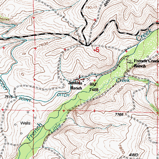 Topographic Map of Jenkins Ranch, WY