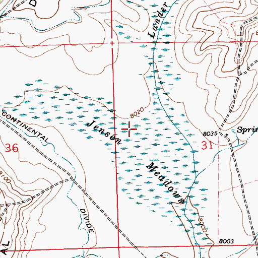 Topographic Map of Jensen Meadows, WY