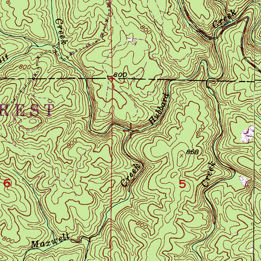 Topographic Map of Maxwell Creek, AL