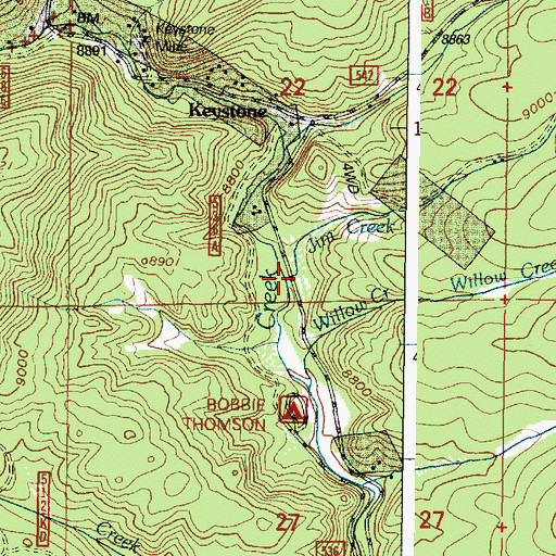 Topographic Map of Jim Creek, WY