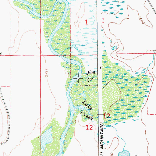 Topographic Map of Jim Creek, WY