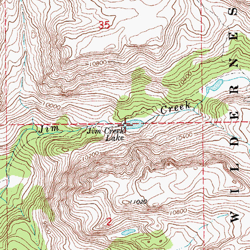 Topographic Map of Jim Creek Lake, WY