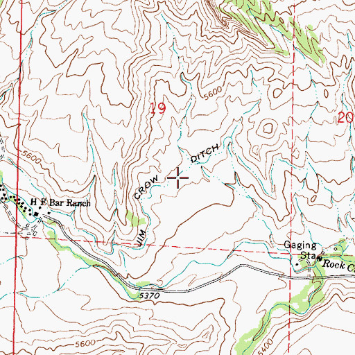 Topographic Map of Jim Crow Ditch, WY