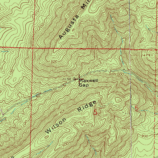 Topographic Map of Maxwell Gap, AL