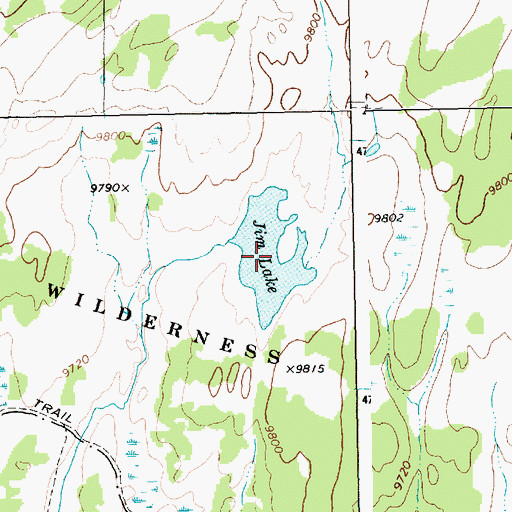 Topographic Map of Jim Lake, WY