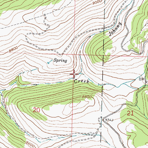 Topographic Map of Johnny Creek, WY