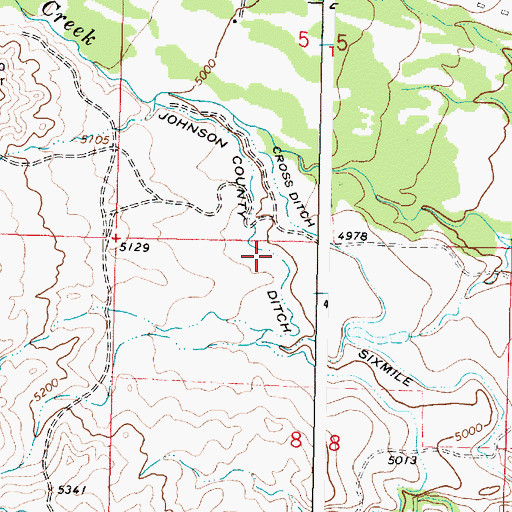 Topographic Map of Johnson County Ditch, WY