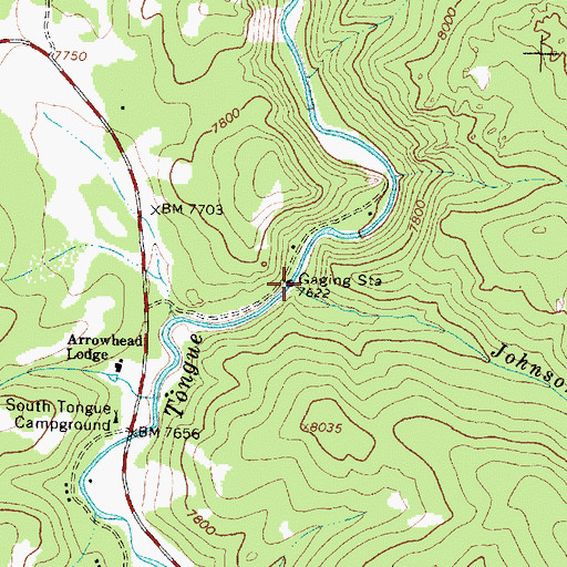 Topographic Map of Johnson Creek, WY