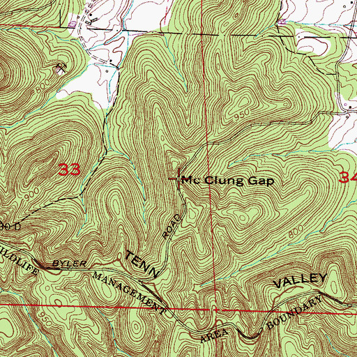 Topographic Map of McClung Gap, AL