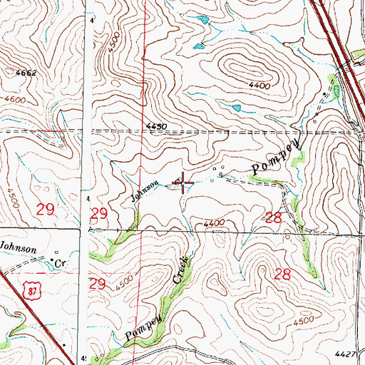 Topographic Map of Johnson Creek, WY