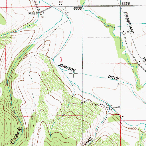 Topographic Map of Johnson Ditch, WY