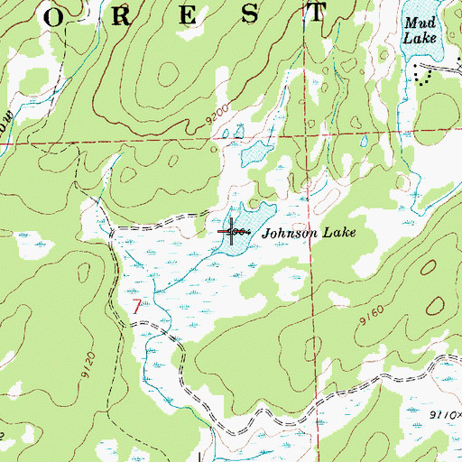 Topographic Map of Johnson Lake, WY