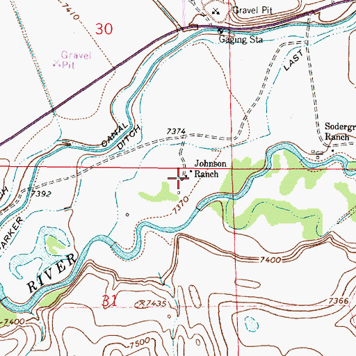 Topographic Map of Johnson Ranch, WY