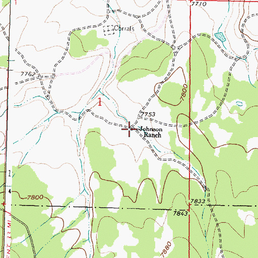 Topographic Map of Johnson Ranch, WY