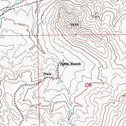 Topographic Map of Jones Ranch, WY