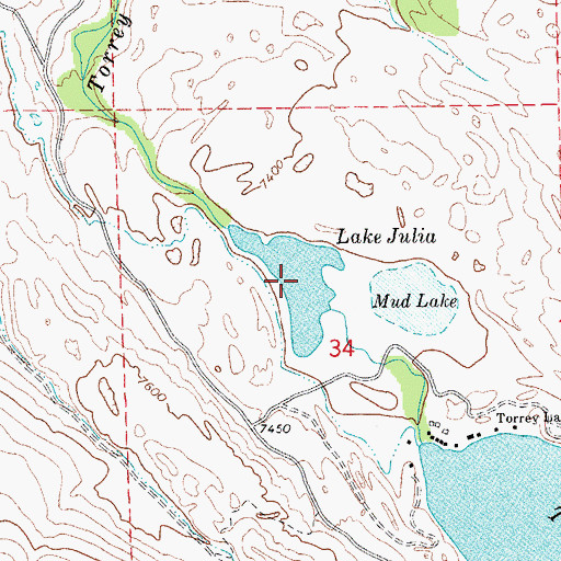 Topographic Map of Lake Julia, WY