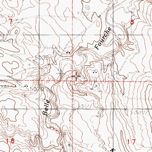 Topographic Map of K Bar Draw, WY